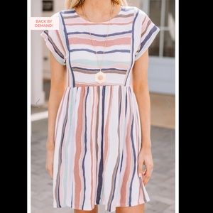 Shopmintstore- Peach Orange striped dress